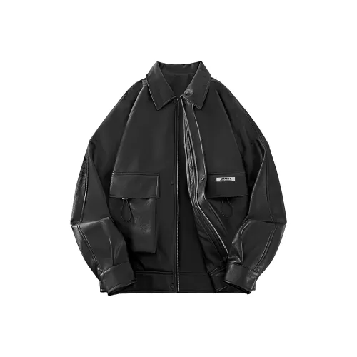 Qnxeey Leather Jackets Unisex