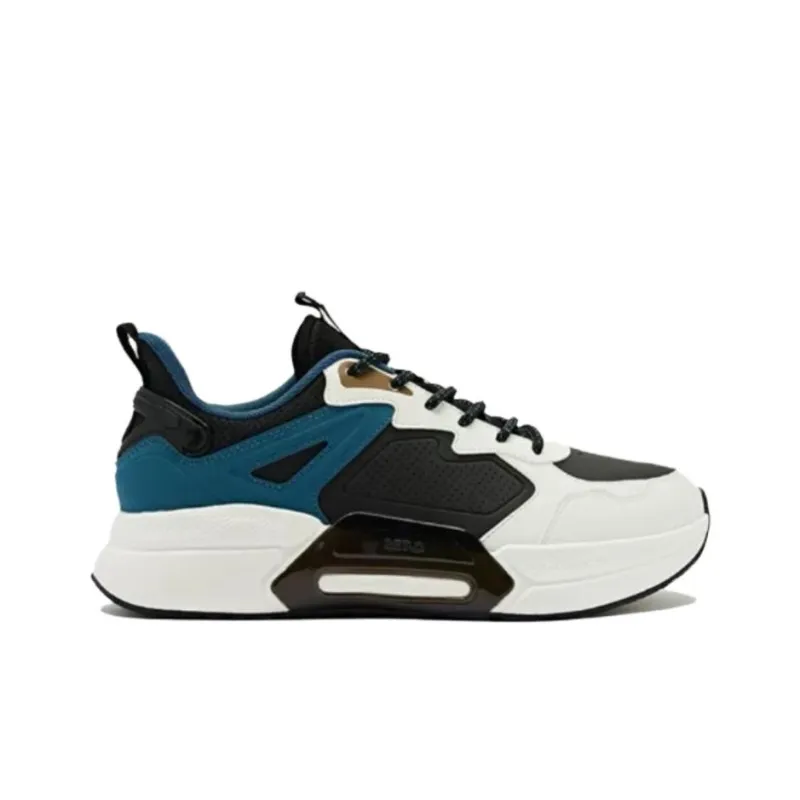 QIAODAN Anti Slip Wear Resistant Low Top Running Shoes Men's White Black Blue-1