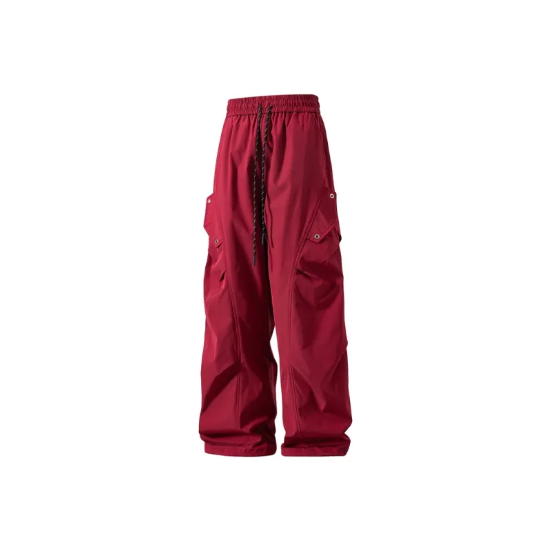 NOME Japanese Style Niche Vintage Urban Techwear Pleated Straight Fit Cargo Pants Unisex-15