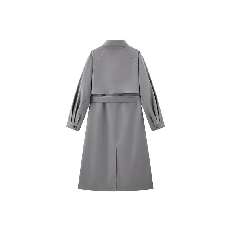 PEACEBIRD Trench Coat Women's Magnetic Black-1