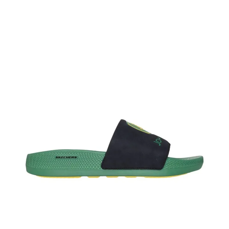 John Deere x Skechers Low Slider Big Logo Slide Slippers Men's Gray Green-1