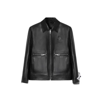 KARL LAGERFELD SS25 Leather Jacket Men's Black
