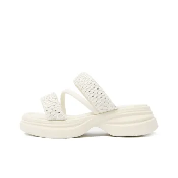 CAMEIDO PU Polyurethane Shock Absorbers Slide Slippers Women's Ecru