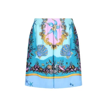 VERSACE Trésor De La Mer Print Silk Shorts