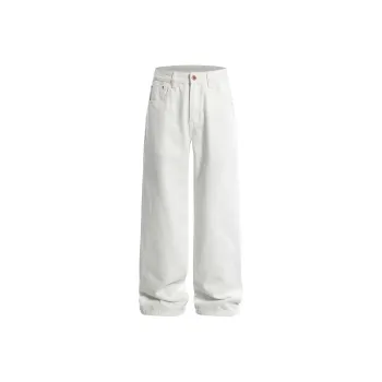 WPOOLL Jeans Men's Cotton Raw White
