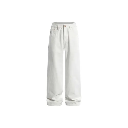 WPOOLL Jeans Men's Cotton Raw White