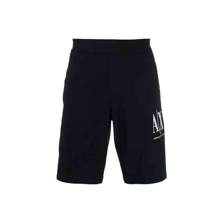 ARMANI EXCHANGE Men Logo-Embroidered Track Shorts Black-0