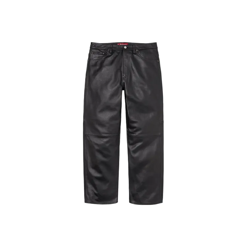Supreme Leather Baggy 5 Pocket Jean-0