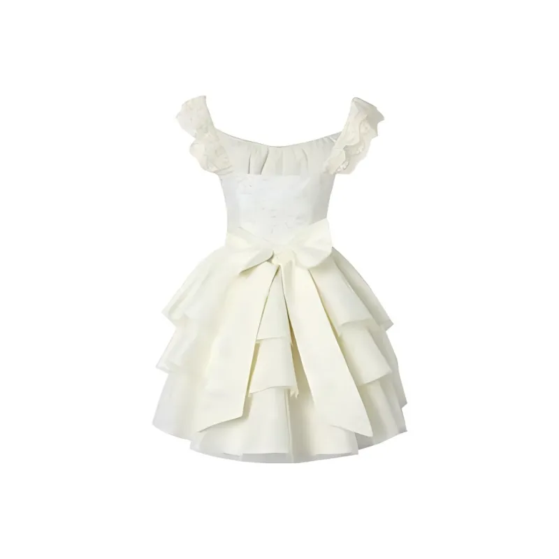 Zukizuki Short Sleeved Dress Women's Apricot-1
