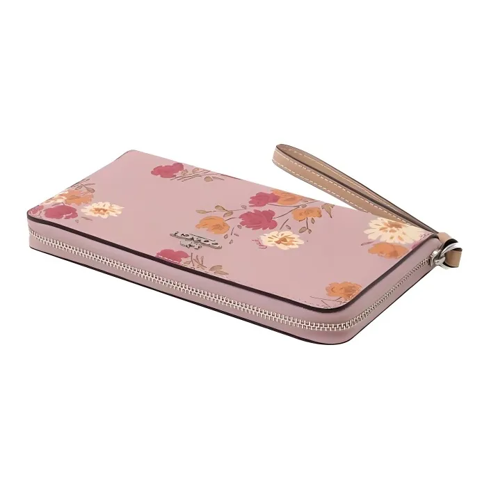 COACH Coated Canvas With Leather Wallet Women's Nude Pink With Nude-1