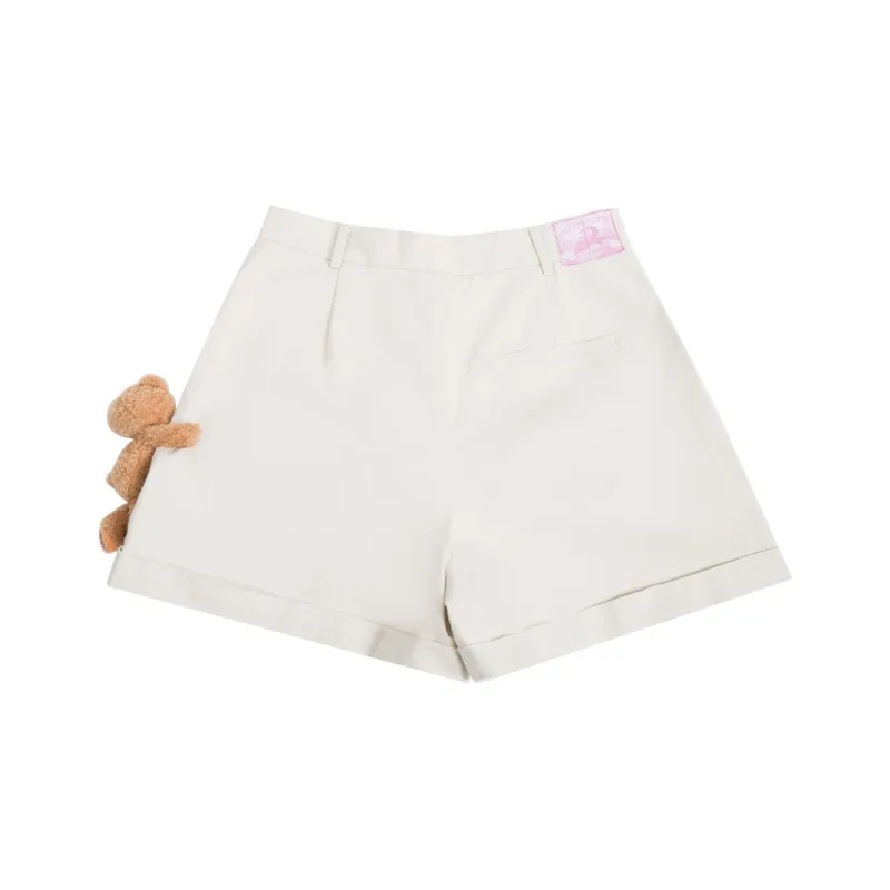 LALABOBO Casual Shorts Women's Beige-1