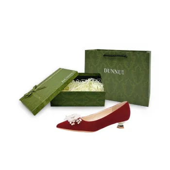 Dunnu Block Heel High Heels 3cm Women's Red