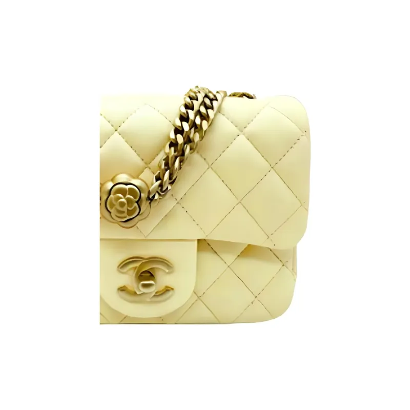 CHANEL Sheepskin Chain Bag, Shoulder Bag, Crossbody Bag Mini Women's Yellow-5