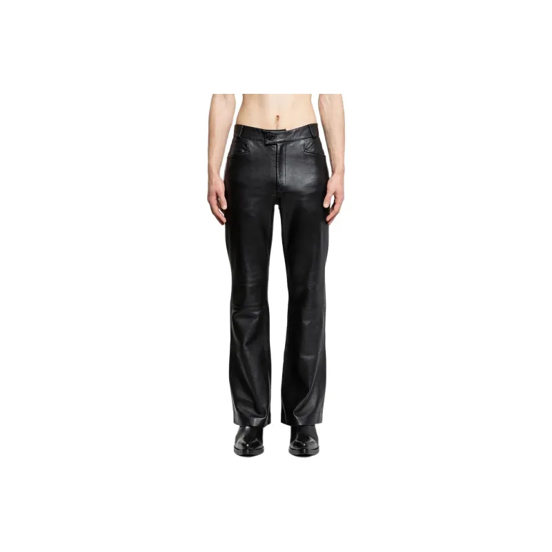 ERNEST W. BAKER Leather Flare leg Trousers-0