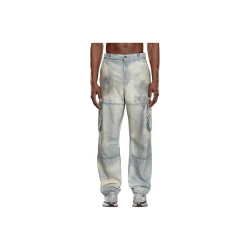 DIESEL D Fish Wide Leg Distressed Cargo Jeans