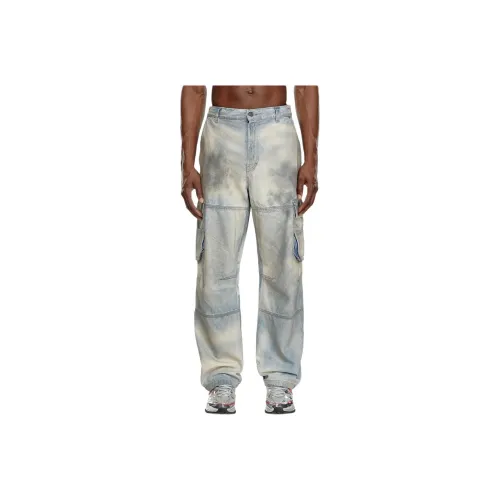 DIESEL D Fish Wide Leg Distressed Cargo Jeans