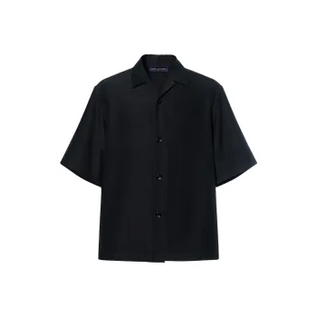 LOUIS VUITTON Mini Monogram Silk-Cotton Blend Short-Sleeved Shirt