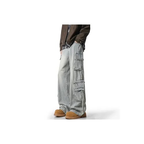 CELUCASN Casual Pants Unisex Blue Gradient