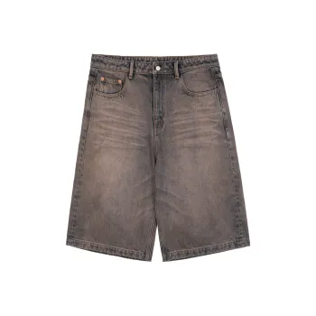 SIMPLE PROJECT Denim Shorts Unisex Gray Purple