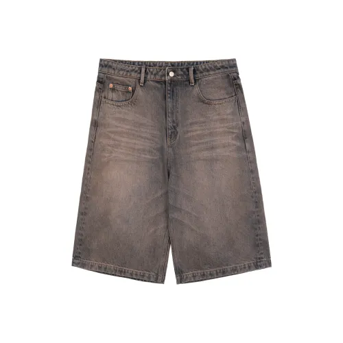 SIMPLE PROJECT Denim Shorts Unisex Gray Purple