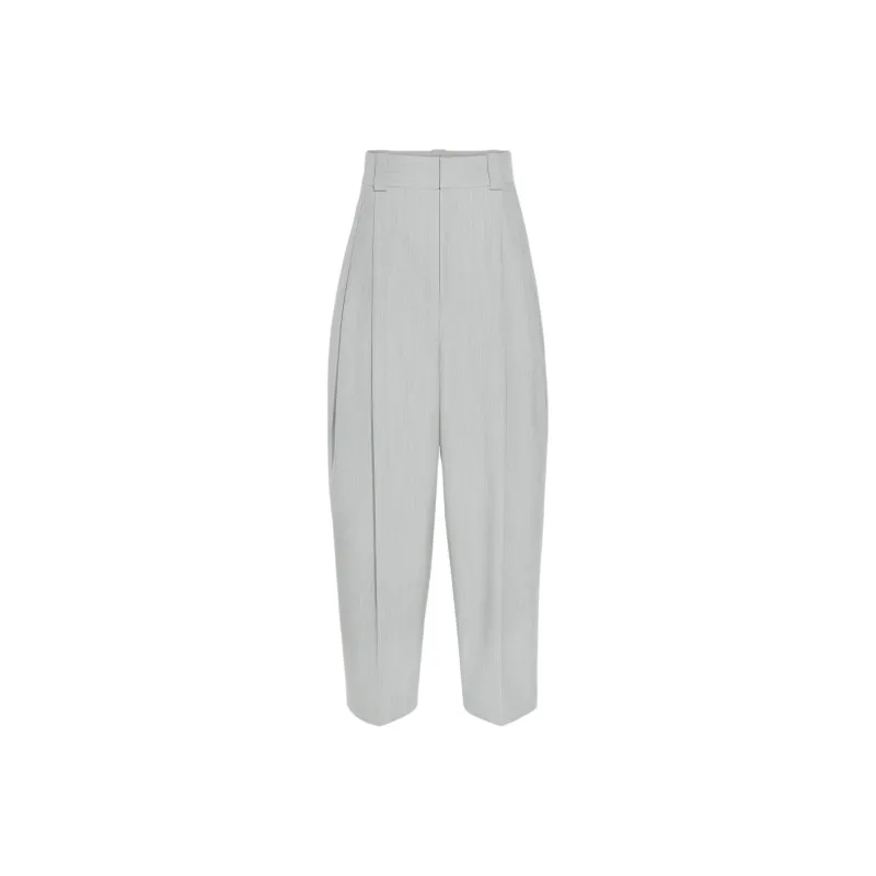Jacquemus FW24 Curved Pleated Pants Suit Trouser Men's Light Grey/Light Gray-0