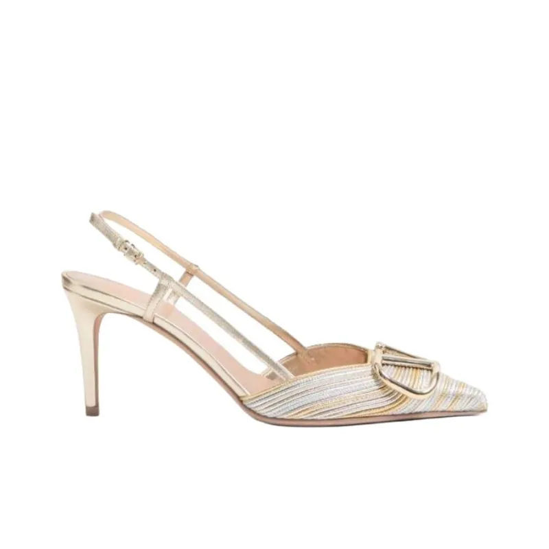 Valentino Slim Heel High Heels Women's Silver-1