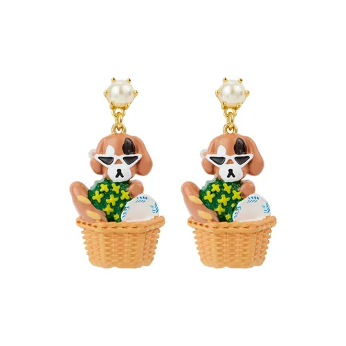 LES NEREIDES Gold Plated Earrings Women's Khaki