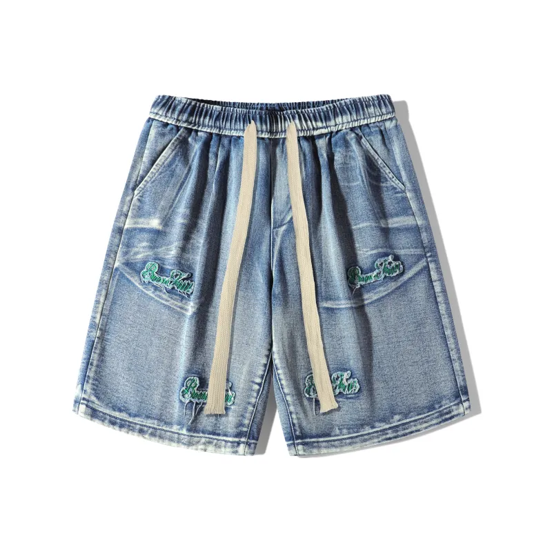 BEENTRILL Denim Shorts Unisex Washed Blue-0