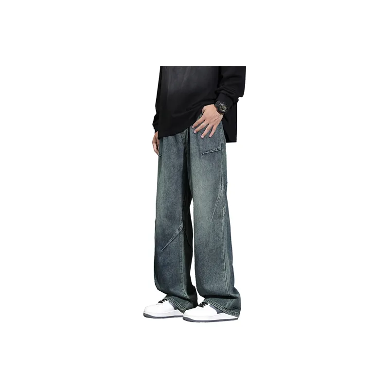 WARNING LIGHT Jeans Unisex Vintage Blue-6
