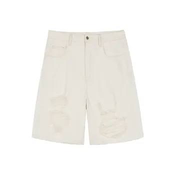 SIMPLE PROJECT Denim Shorts Unisex White