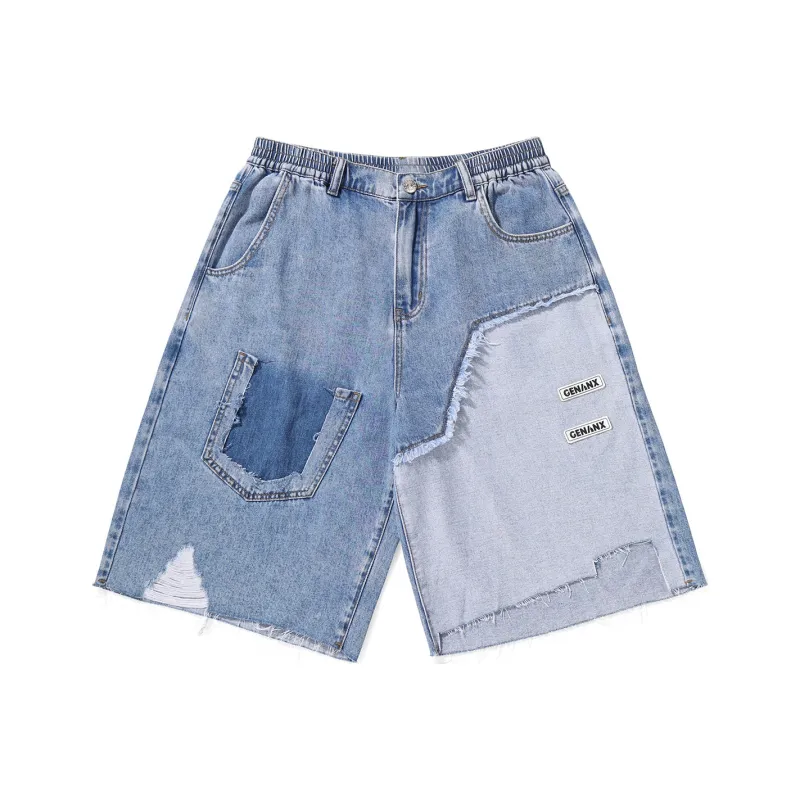 GENANX Denim Shorts Unisex Denim Blue-0