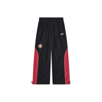 JUST VIBE Casual Pants Unisex Black Red Patchwork