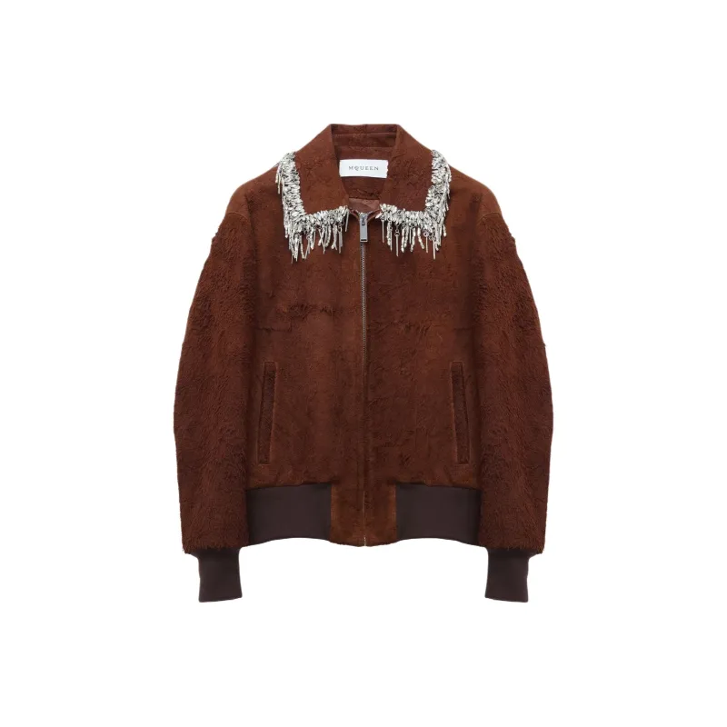 Alexander McQueen Leather Jacket Men's Brown-0