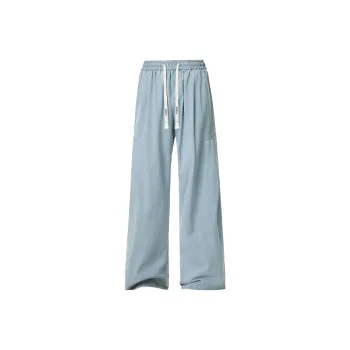 HOKLV Casual Pants Unisex Washable Light Blue