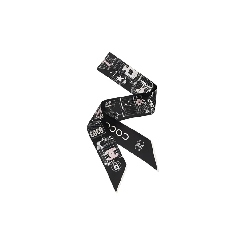 CHANEL Silk Hair Bands Women's Black-0