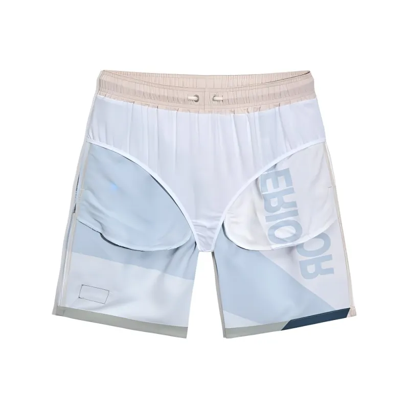 GAILANG Beach Shorts Men's Ecru Gray Green Patchwork-2