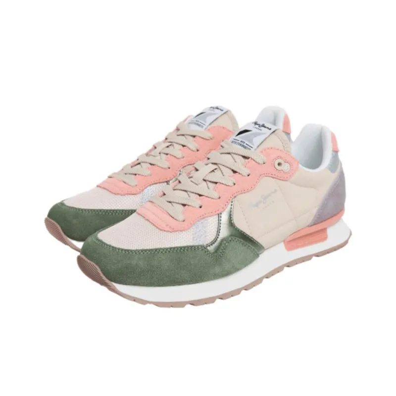 Pepe Jeans Low Top Casual Shoes Women's Pink Green-1