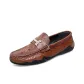 Brown-Top Grain Cow Leather with Crocodile Pattern Design