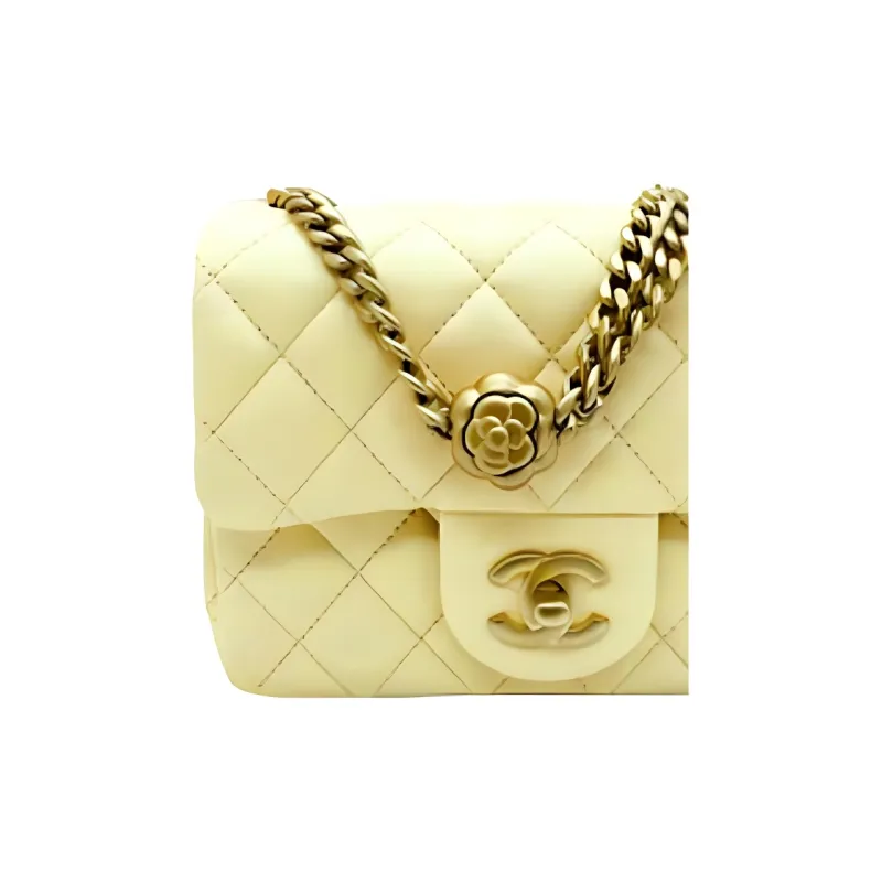 CHANEL Sheepskin Chain Bag, Shoulder Bag, Crossbody Bag Mini Women's Yellow-4