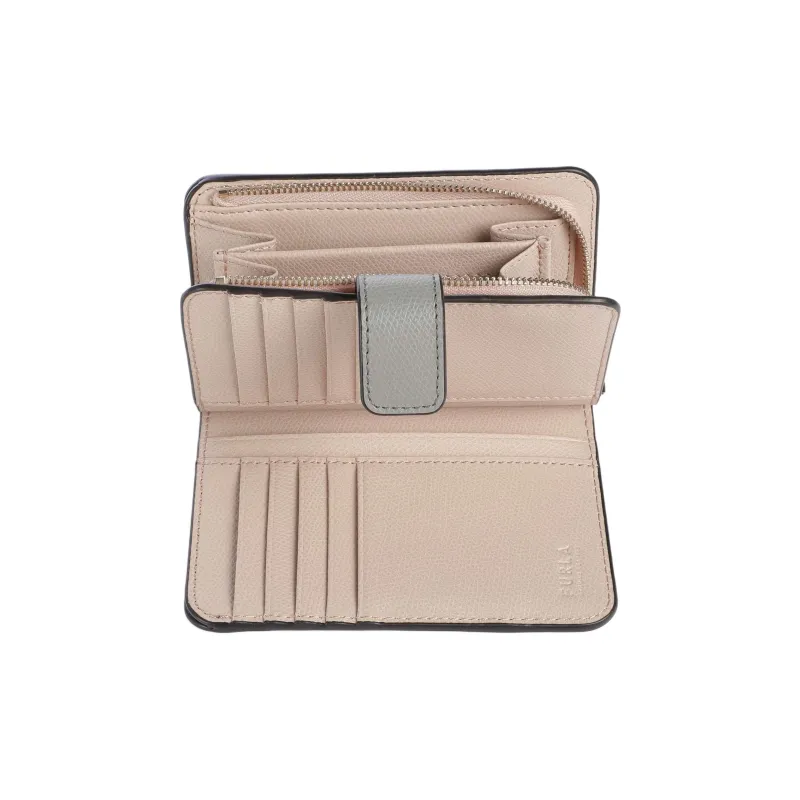Furla Grain Leather Wallet Medium Size Women's Light Gray-3