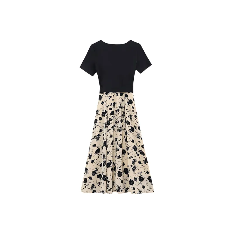 AHDO Short Sleeved Dress Women's Black-1