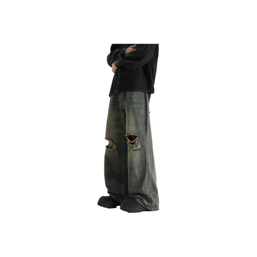 Qnxeey Jeans Unisex Vintage Blue