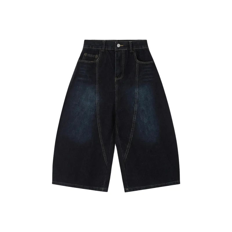DUATOGE Denim Shorts Unisex Vintage Blue -5