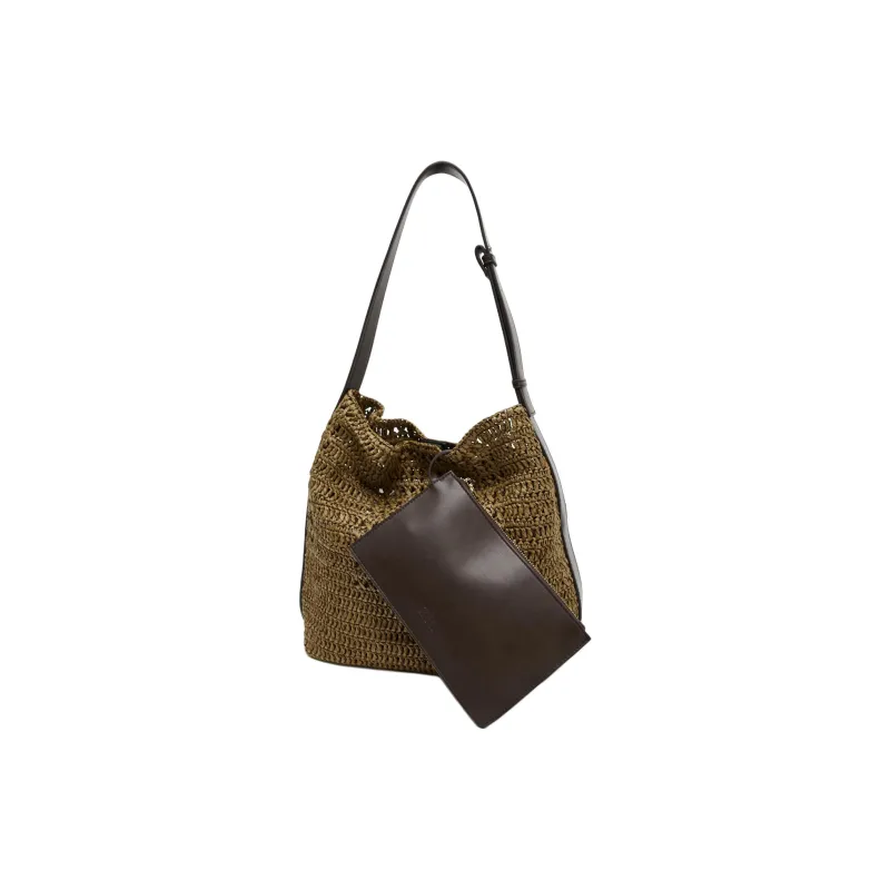 ZARA Cellulose Material Bucket Bag, Shoulder Bag Tubas Women's Green-1