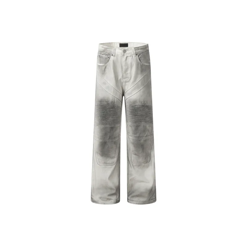 GBXM Jeans Unisex Dirty Dyed White-0