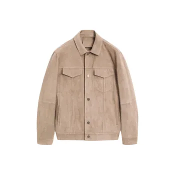 Massimo Dutti Leather Jacket Men's Ice Color
