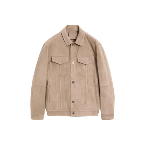 Massimo Dutti Leather Jacket Men's Ice Color