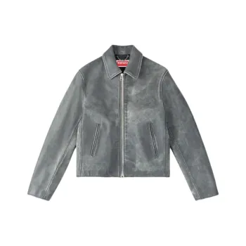 KENZO SS25 Leather Jacket Men's Mist Gray