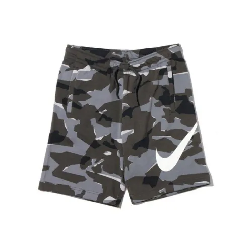 Nike Large Logo Print Drawstring Shorts Grey Camo