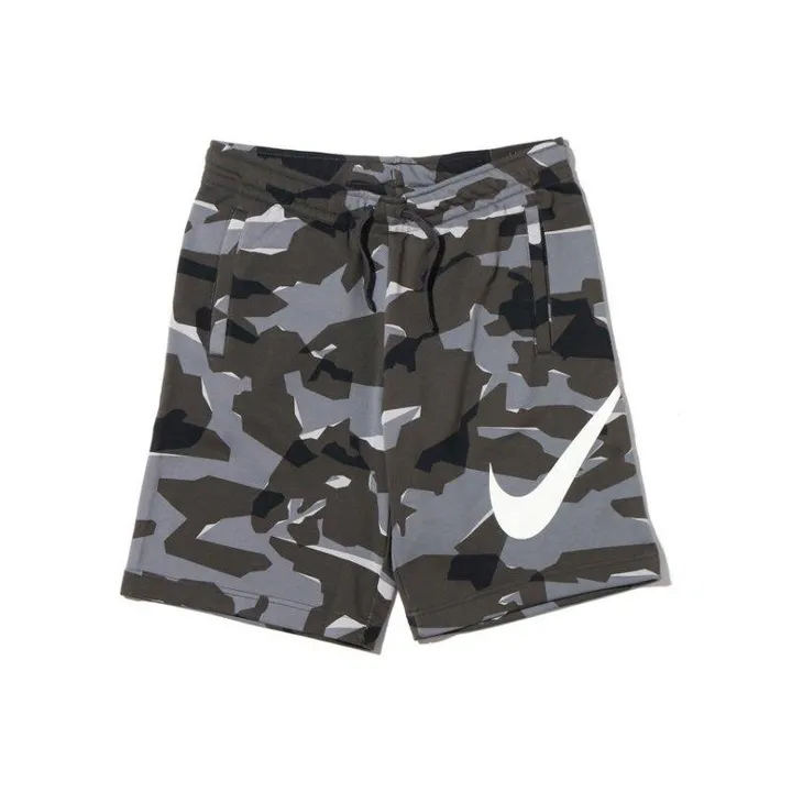 Nike Large Logo Print Drawstring Shorts Grey Camo-0